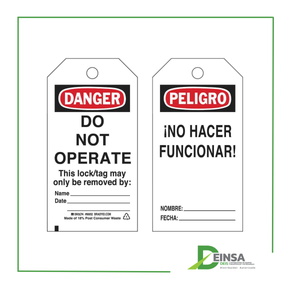 TARJETAS DE BLOQUEO ''NO OPERAR'' BILINGUE DE 5 1/2'' X 3'' 65670 25/1
